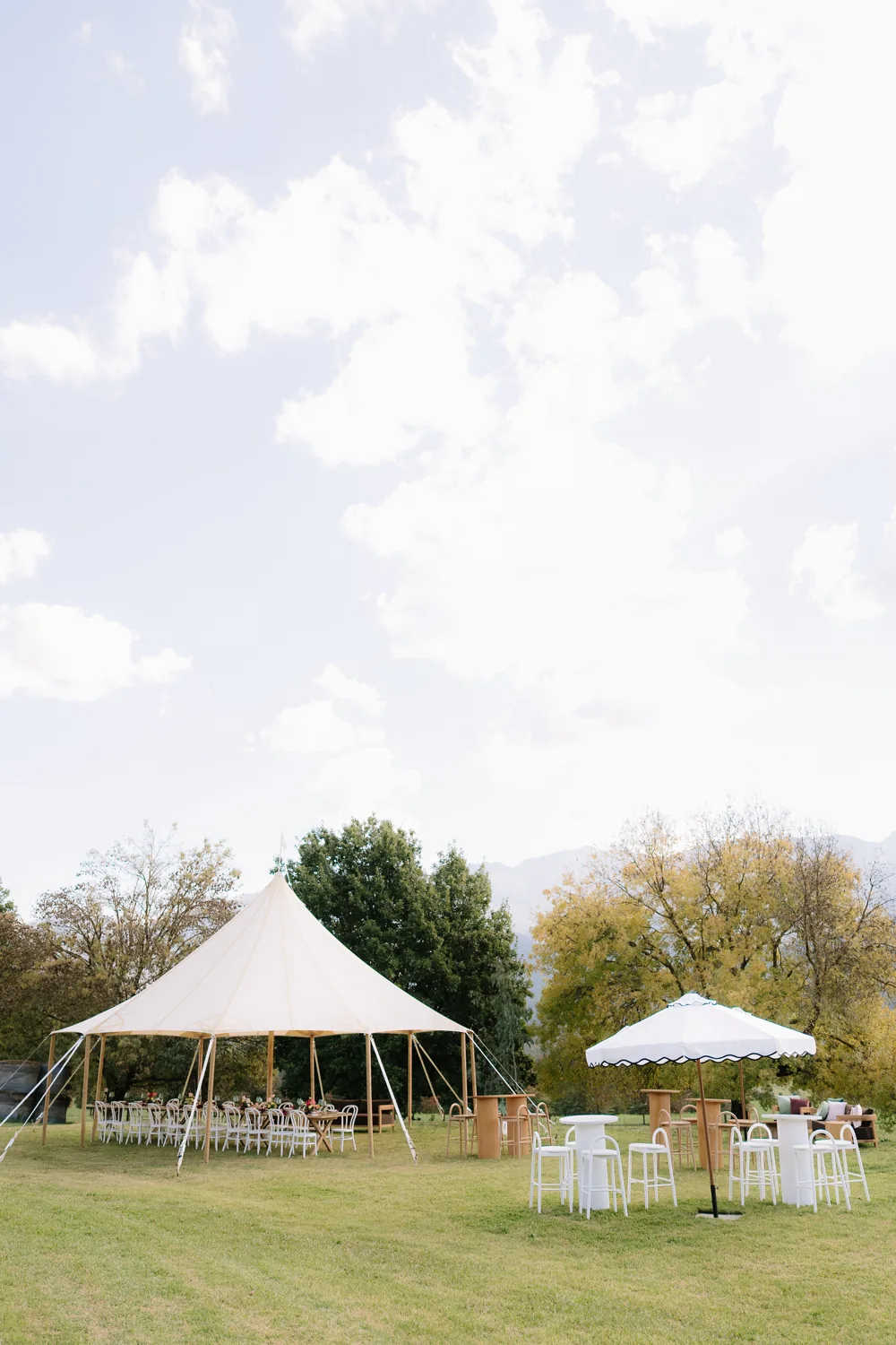 Tulsi sailcloth marquee on a lawn
